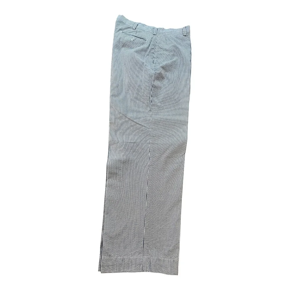 Mens Polo Lauren Blue White Seersucker Striped Cotton Pants 36x30 Preppy Summer